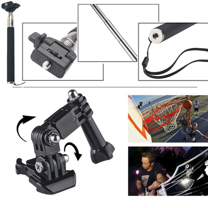 10 in 1 Accessories Kit with Chest Belt, Extendable Self-timer Monopod for GoPro Hero 4/3+/3/2/1 SJ4000/5000/6000/Xiaomi Yi