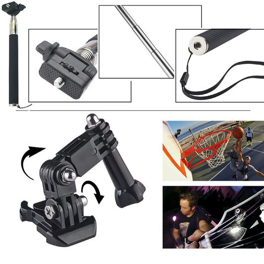 10 in 1 Accessories Kit with Chest Belt, Extendable Self-timer Monopod for GoPro Hero 4/3+/3/2/1 SJ4000/5000/6000/Xiaomi Yi