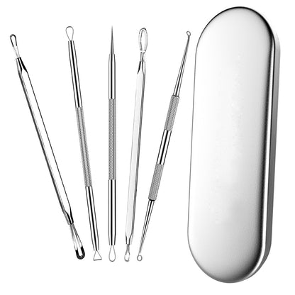 5Pcs/Set Blackhead Remover Pimple Popper Tool Kit Professional Stainless Steel Pimples Comedone Extractor Removal Tool