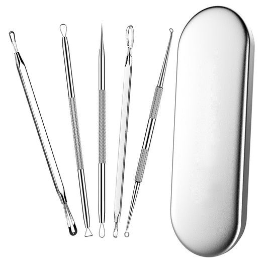 5Pcs/Set Blackhead Remover Pimple Popper Tool Kit Professional Stainless Steel Pimples Comedone Extractor Removal Tool