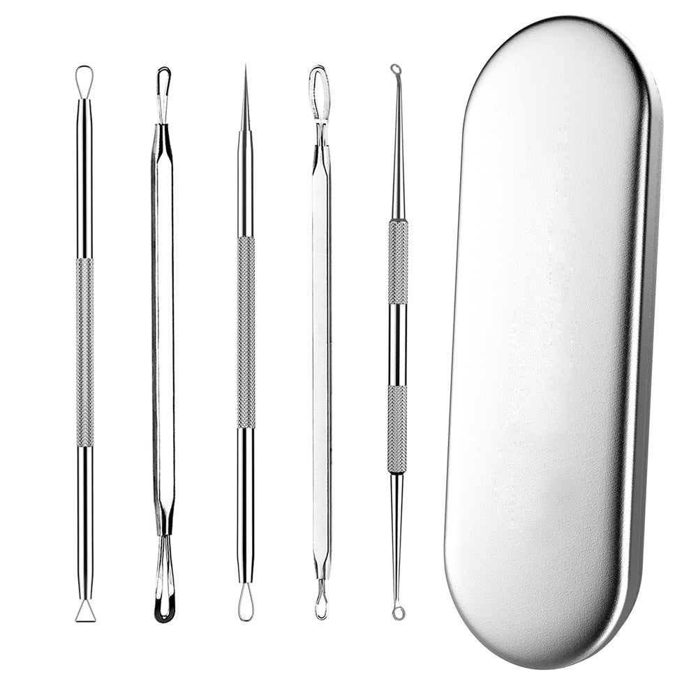 5Pcs/Set Blackhead Remover Pimple Popper Tool Kit Professional Stainless Steel Pimples Comedone Extractor Removal Tool