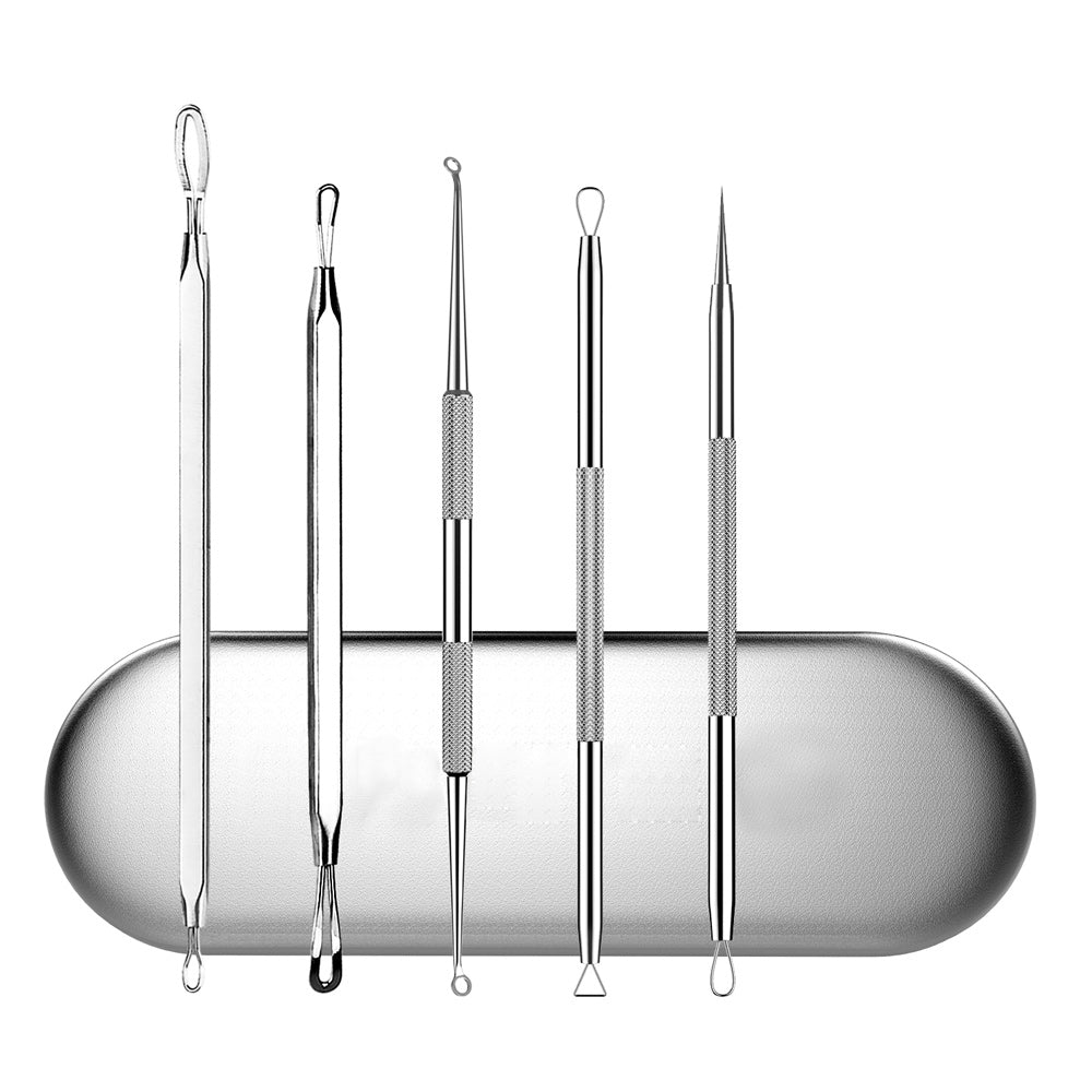 5Pcs/Set Blackhead Remover Pimple Popper Tool Kit Professional Stainless Steel Pimples Comedone Extractor Removal Tool