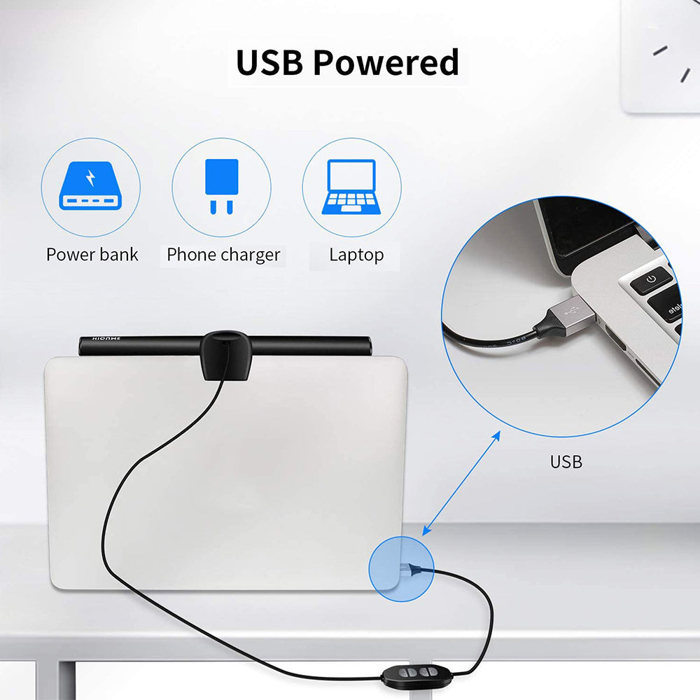 26cm No Glare USB Powered Clip On Laptop Monitor Light Bar Dimmable On Screen Lamp