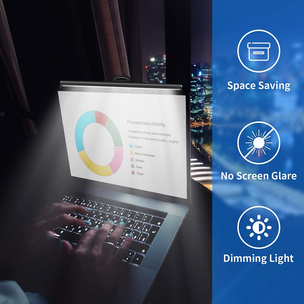 26cm No Glare USB Powered Clip On Laptop Monitor Light Bar Dimmable On Screen Lamp