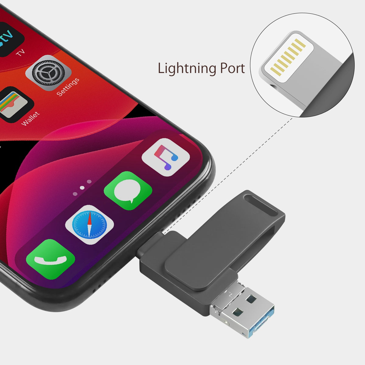 RICHWELL R-PK004 64GB Memory Stick 3 in 1 Lightning/Micro USB/USB 3.0 High Speed Flash Drive OTG U Disk