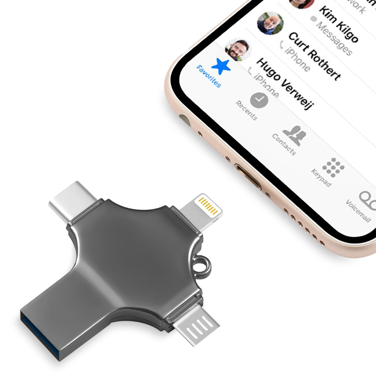 RICHWELL R-SZPM 64G 4-in-1 USB Flash Drive Phone Adapter Thumb Memory Drive for Cell Phones and Computer
