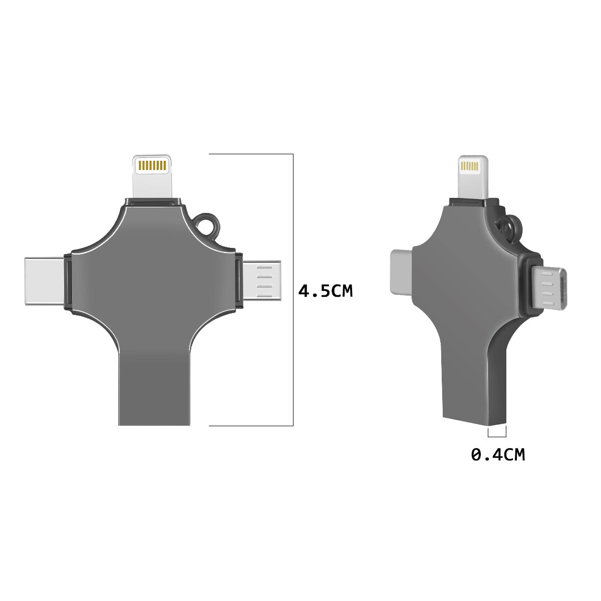 RICHWELL R-SZPM 64G 4-in-1 USB Flash Drive Phone Adapter Thumb Memory Drive for Cell Phones and Computer