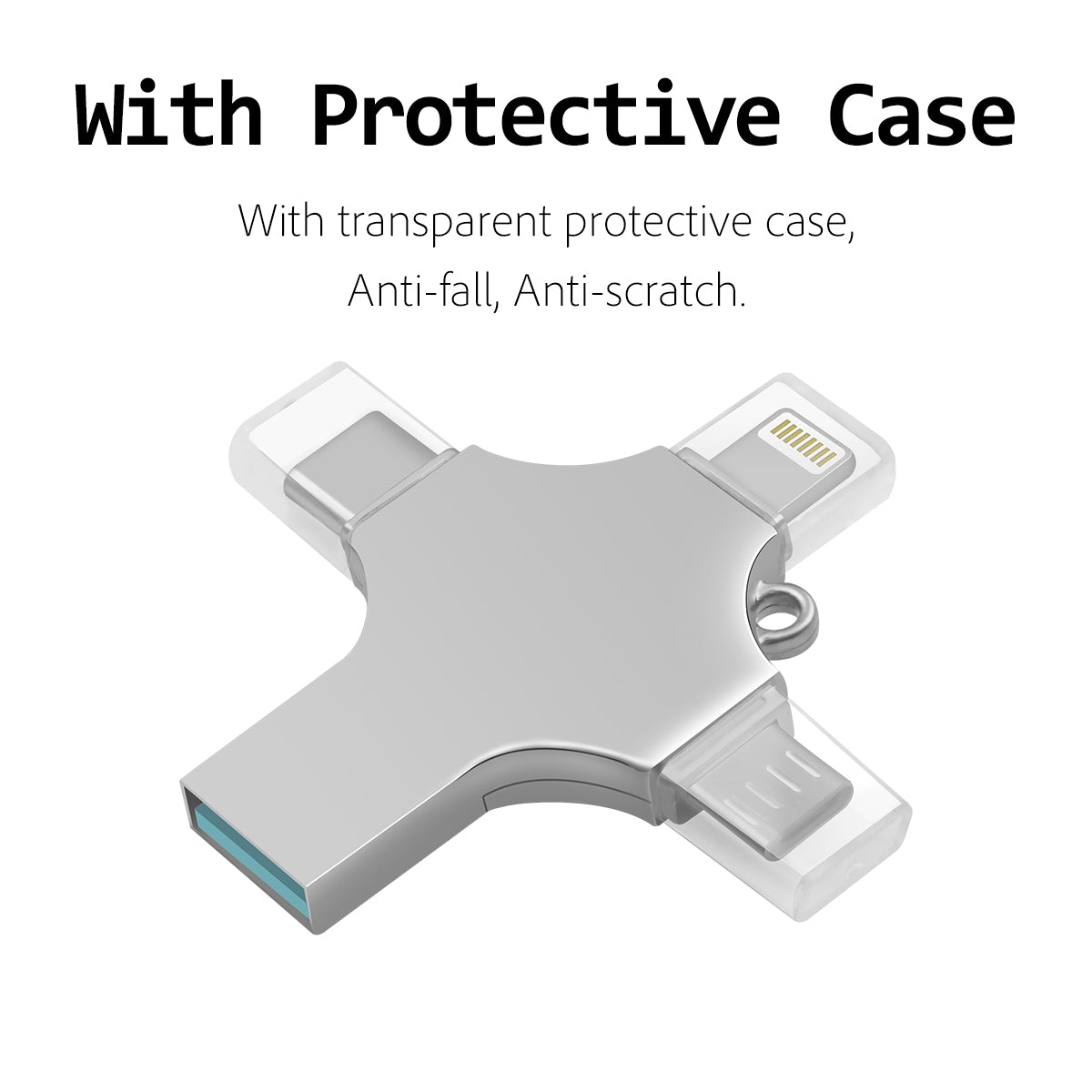 RICHWELL R-SZPM 64G 4-in-1 USB Flash Drive Phone Adapter Thumb Memory Drive for Cell Phones and Computer