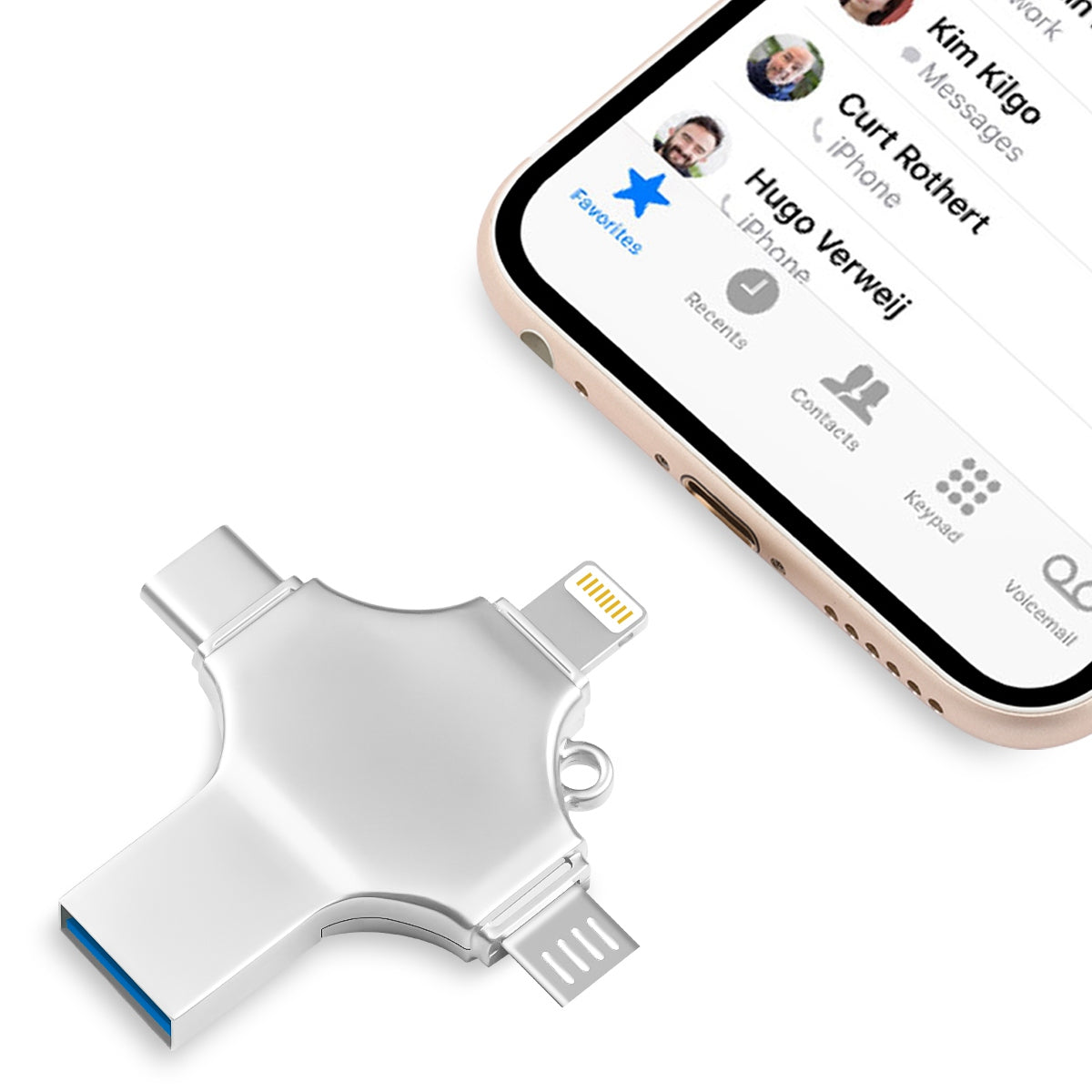 RICHWELL R-SZPM 64G 4-in-1 USB Flash Drive Phone Adapter Thumb Memory Drive for Cell Phones and Computer
