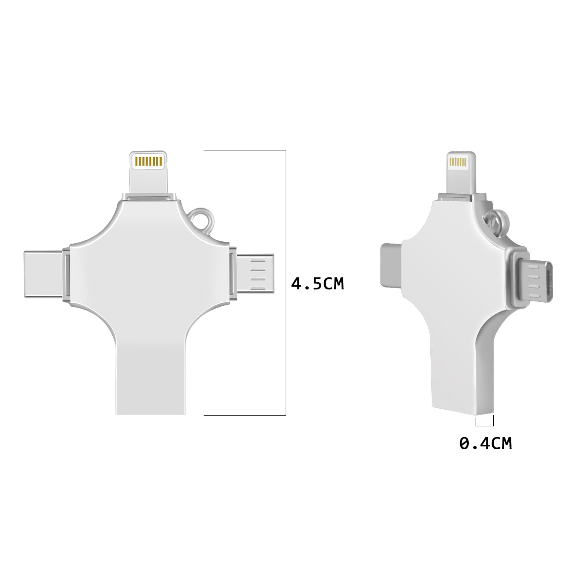 RICHWELL R-SZPM 64G 4-in-1 USB Flash Drive Phone Adapter Thumb Memory Drive for Cell Phones and Computer