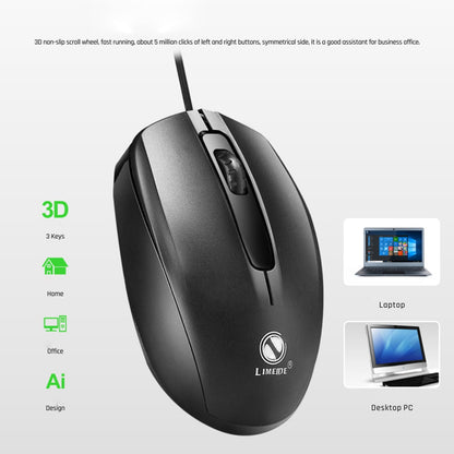 LIMEIDE 303 3D Non-Slip Roller Optical Mouse USB Wired Computer Laptop Working Gaming Mice