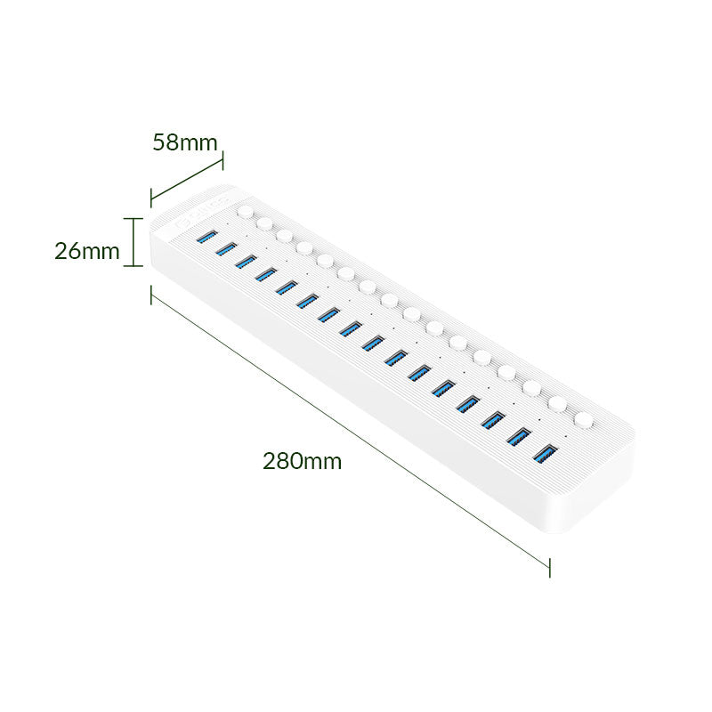 ORICO CT2U3-16AB 16-Port Hub with Individual Switches