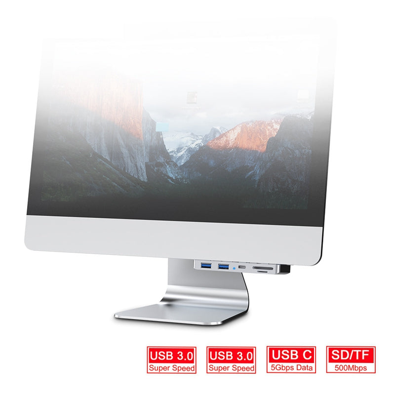 ROCKETEK HC413 5 in 1 USB Hub USB to USB3.0x2/Type-C/TF/SD Adapter Cable Docking Station for iMac