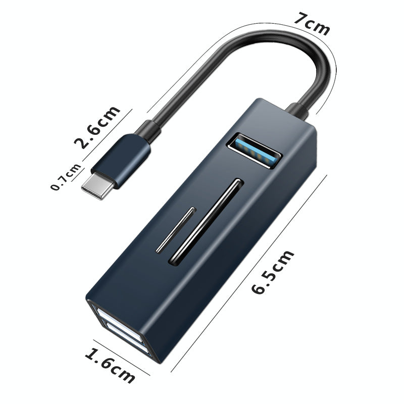 Type-C 5-in-1 Hub Splitter USB3.0 TF Memory Card Reader Adapter Docking Station for Phone Laptop