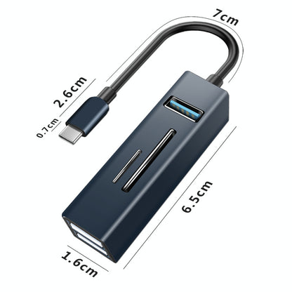 Type-C 5-in-1 Hub Splitter USB3.0 TF Memory Card Reader Adapter Docking Station for Phone Laptop