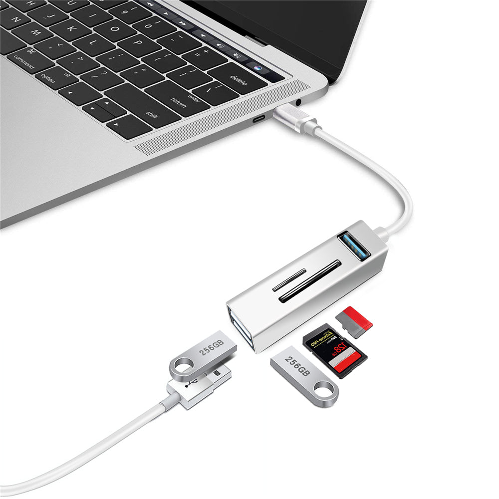 Type-C 5-in-1 Hub Splitter USB3.0 TF Memory Card Reader Adapter Docking Station for Phone Laptop