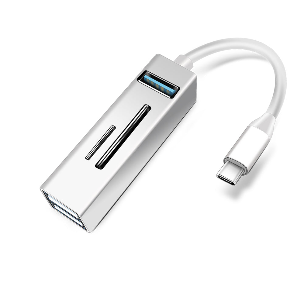 Type-C 5-in-1 Hub Splitter USB3.0 TF Memory Card Reader Adapter Docking Station for Phone Laptop