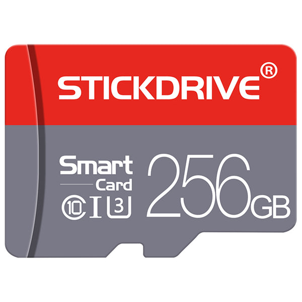 STICKDRIVE U3 256GB Memory Card with Card Adapter Micro SD Card Class 10 TF Card High-Speed 80MB / s Memory Card for Driving Recorder Tablets - Red / Grey
