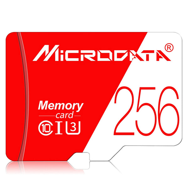 MICRODATA 256GB U3 Class 10 Memory Card with SD Adapter for Camera, Phones, Tablets, 80MB / s High Speed TF Card Micro SD Card - Red / White