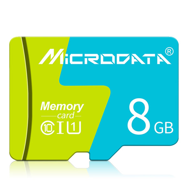 MICRODATA 8GB U1 Class 10 Micro SD Memory Card Card 48MB / s High Speed TF Card with SD Adapter for Camera, Phone, Computer - Blue / Green