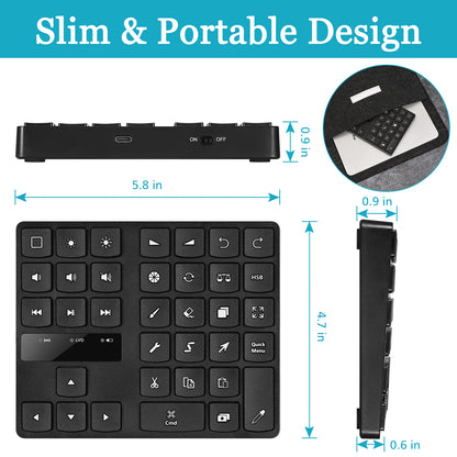 MC-533 Portable Slim Bluetooth Keypad for iPad Procreate APP, 35-Keys Drawing Keyboard One Hand Control Drawing Graphics Tablet Accessories for iOS, macOS