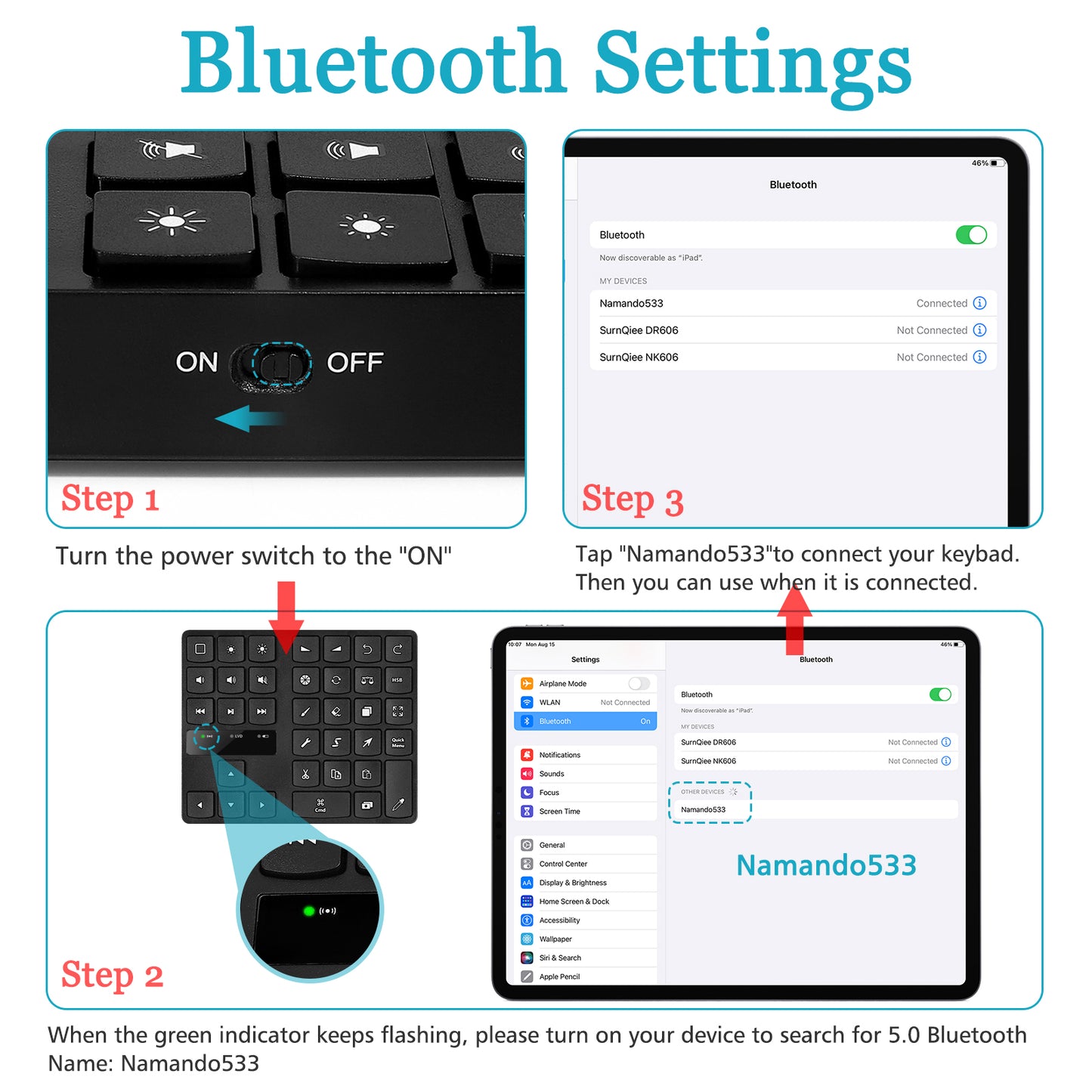 MC-533 Portable Slim Bluetooth Keypad for iPad Procreate APP, 35-Keys Drawing Keyboard One Hand Control Drawing Graphics Tablet Accessories for iOS, macOS