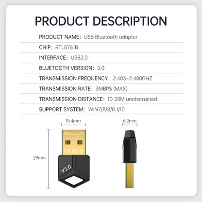 M25 USB Bluetooth 5.0 Transmitter Wireless Audio Transmission Adapter