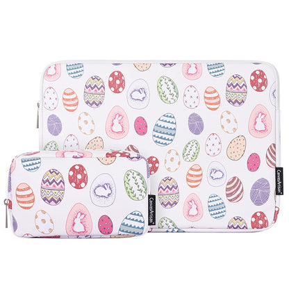 CANVASARTISAN G52-T0111 Easter Bunny and Eggs Pattern Laptop Bag for 13-inch Notebook Sleeve with Small Bag Set