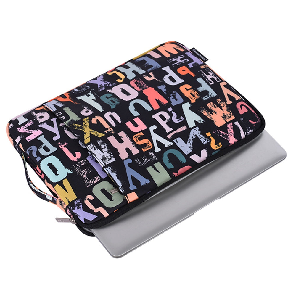 CANVASARTISAN H18-89 Stylish Watercolor Letter Pattern Laptop Handbag 11-inch Notebook Zipper Bag
