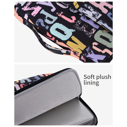 CANVASARTISAN H18-89 Stylish Watercolor Letter Pattern Laptop Handbag 11-inch Notebook Zipper Bag