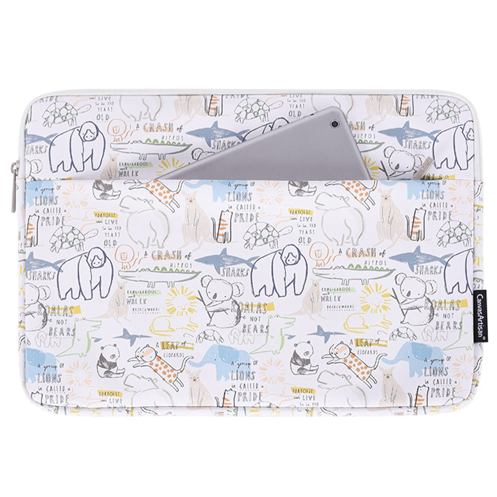 CANVASARTISAN G50-11 14-inch Cartoon Animal Printed Notebook Sleeve PU Leather Laptop Carrying Bag