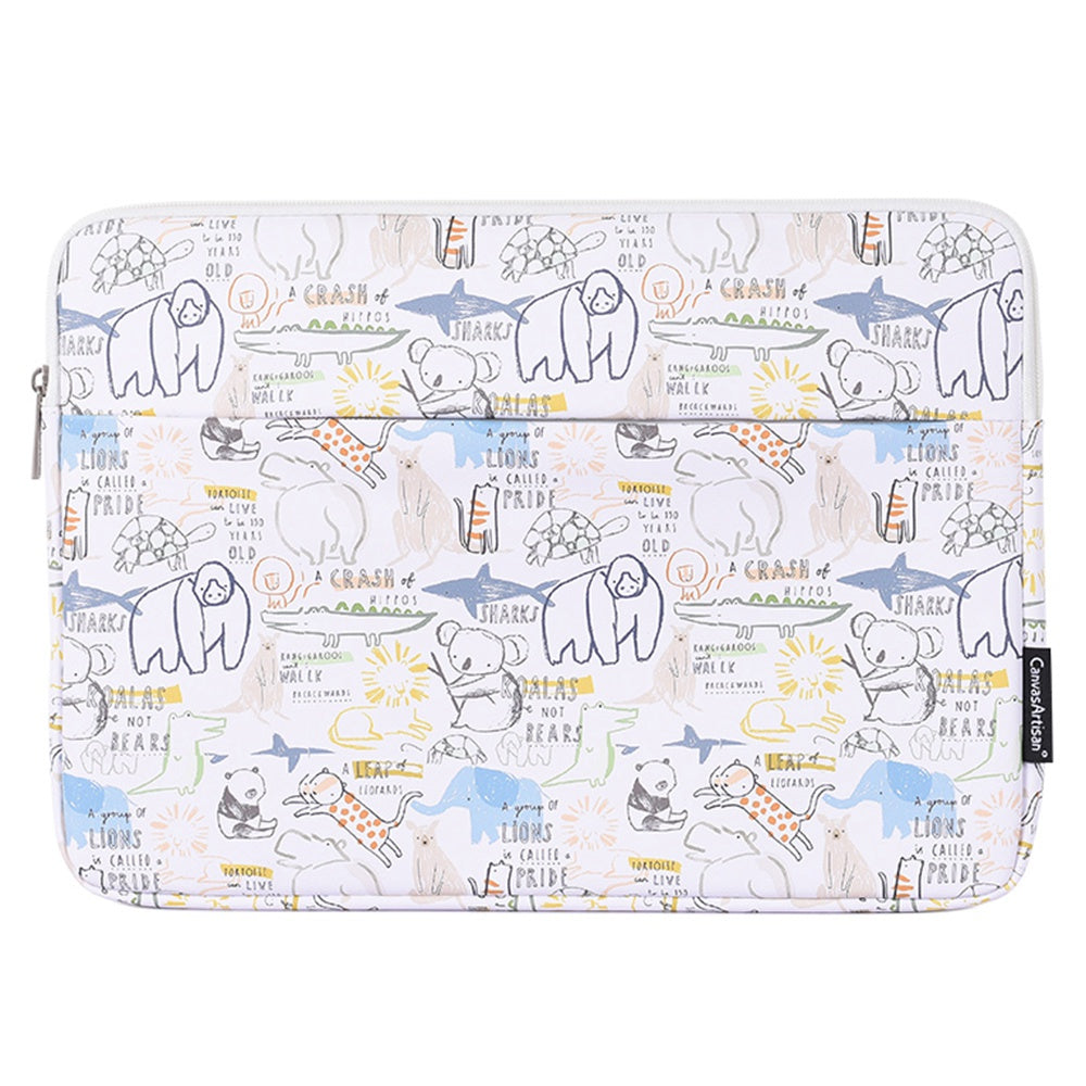 CANVASARTISAN G50-11 14-inch Cartoon Animal Printed Notebook Sleeve PU Leather Laptop Carrying Bag