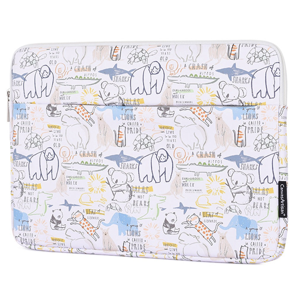CANVASARTISAN G50-11 14-inch Cartoon Animal Printed Notebook Sleeve PU Leather Laptop Carrying Bag