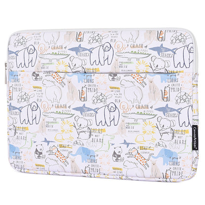 CANVASARTISAN G50-11 14-inch Cartoon Animal Printed Notebook Sleeve PU Leather Laptop Carrying Bag