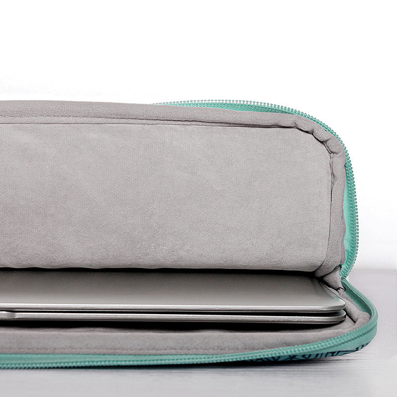 CANVASARTISAN H3-04 14-inch Laptop Sleeve, Green Wave Pattern Lightweight Notebook Computer Bag