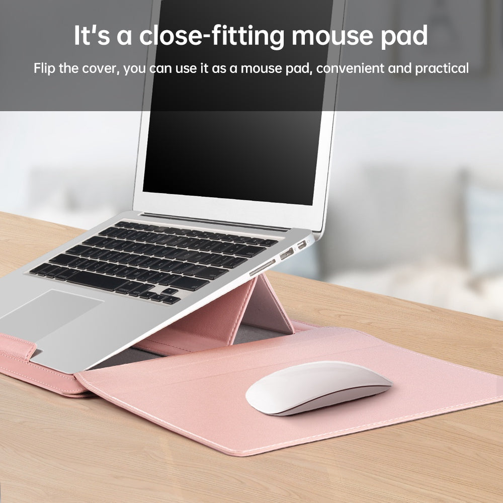 15-inch Laptop Sleeve Case PU Leather Notebook Carrying Case with Adjustable Stand