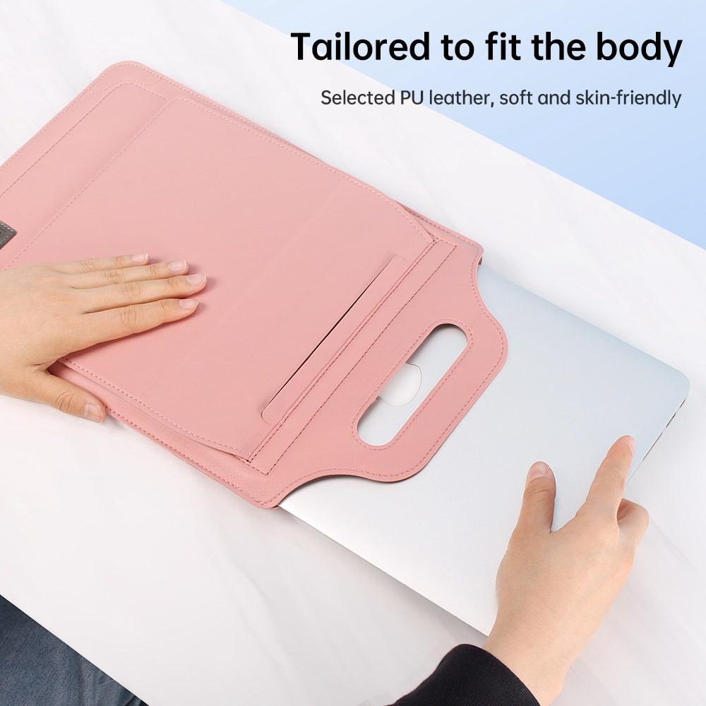 15-inch Laptop Sleeve Case PU Leather Notebook Carrying Case with Adjustable Stand