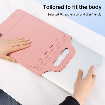 15-inch Laptop Sleeve Case PU Leather Notebook Carrying Case with Adjustable Stand
