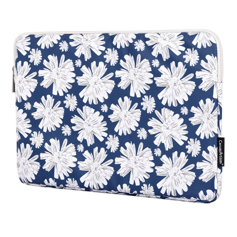 CANVASARTISAN H34-01 15-inch Laptop Portable Zipper Bag Flower Print Anti-collision Notebook Protective Sleeve