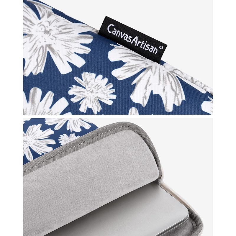 CANVASARTISAN H34-01 15-inch Laptop Portable Zipper Bag Flower Print Anti-collision Notebook Protective Sleeve