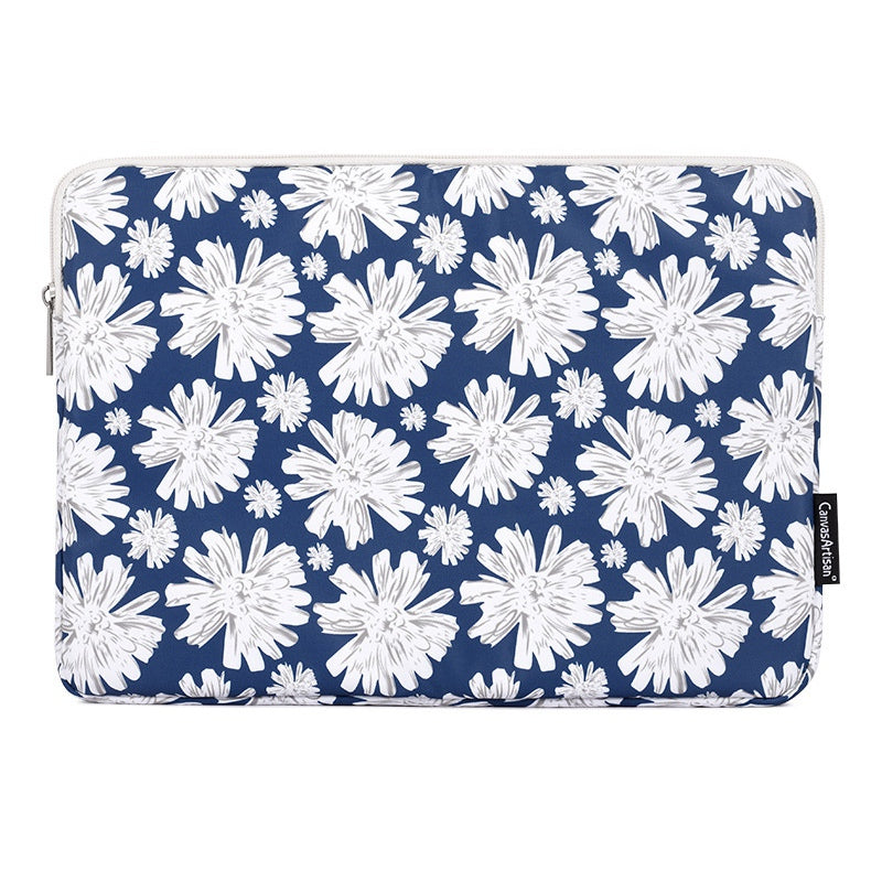 CANVASARTISAN H34-01 15-inch Laptop Portable Zipper Bag Flower Print Anti-collision Notebook Protective Sleeve