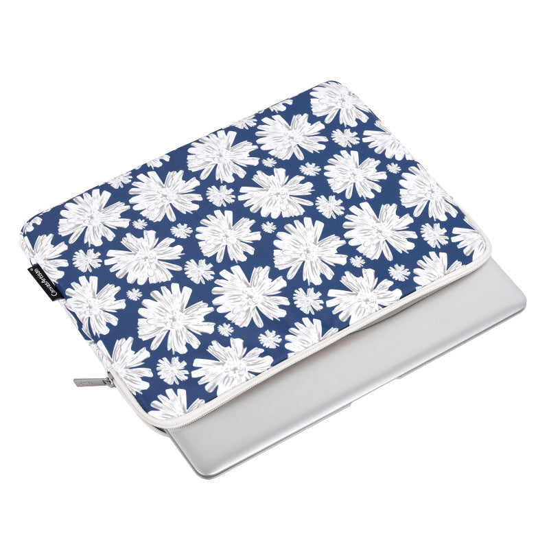 CANVASARTISAN H34-01 15-inch Laptop Portable Zipper Bag Flower Print Anti-collision Notebook Protective Sleeve