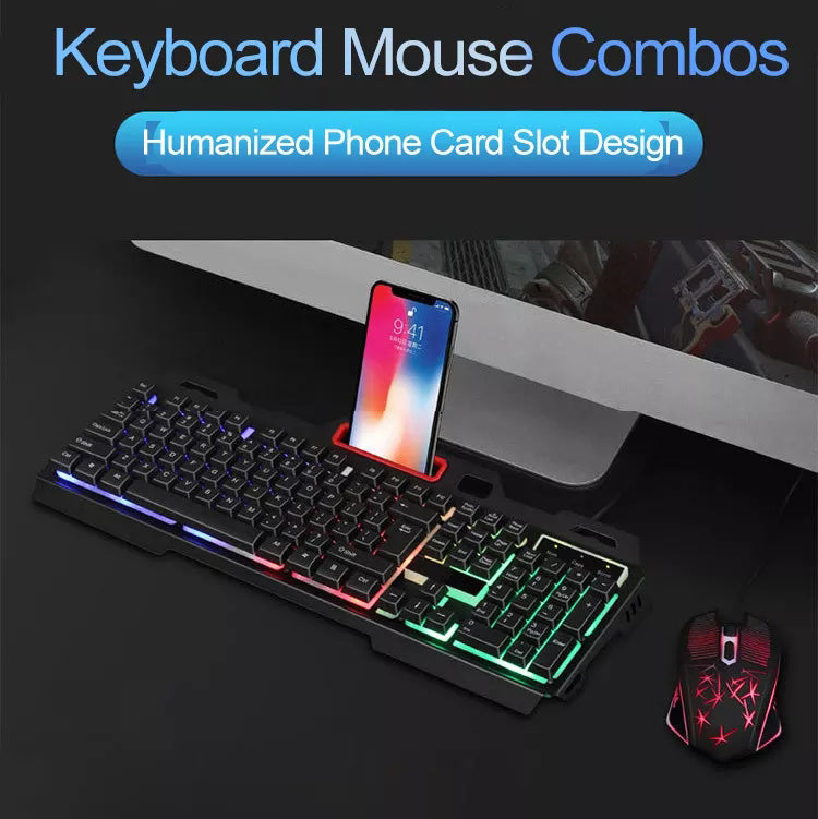 RGB Light 104 Keys USB Wired Gaming Keyboard and Wired Mouse Combo for PC Gamer Laptop Work