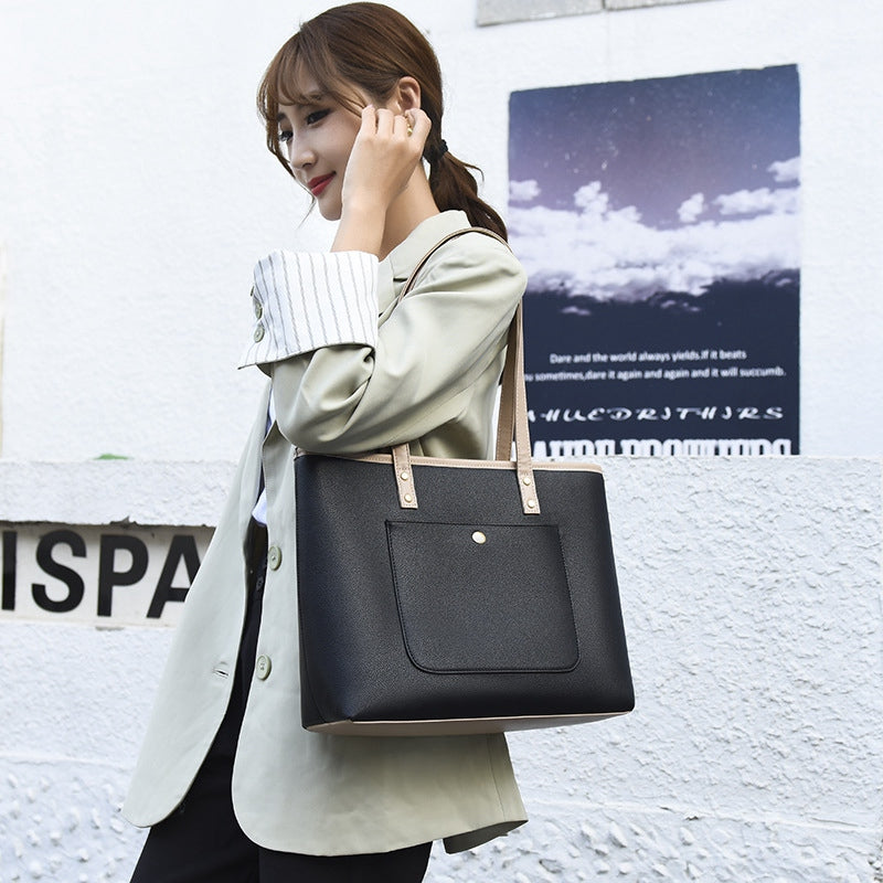 13.3 / 14-inch PU Leather Lightweight Women Handbag Shockproof Laptop Tote Bag for Work Travel