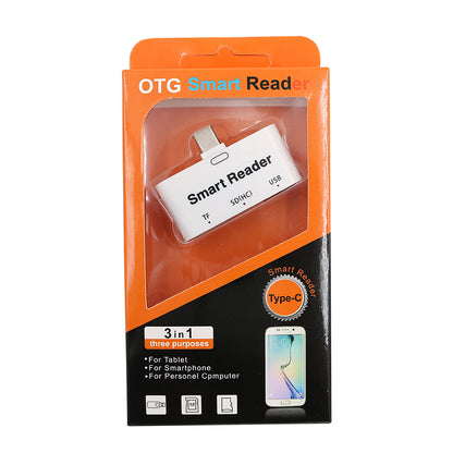 T532 3 in 1 Type-C Port USB3.0 SD TF Extender Card Reader Adapter Supports OTG Function for Phone