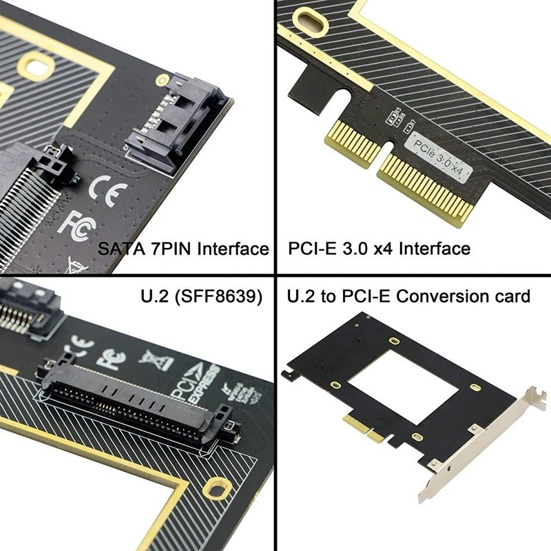U.2 SFF8639 Riser Card PCI Express 3.0x4 to U.2 SFF-8639 Adapter PCIe U2 SSD to PCI-E Expansion Card PCI Express x4 to 2.5" SATA Riser Card
