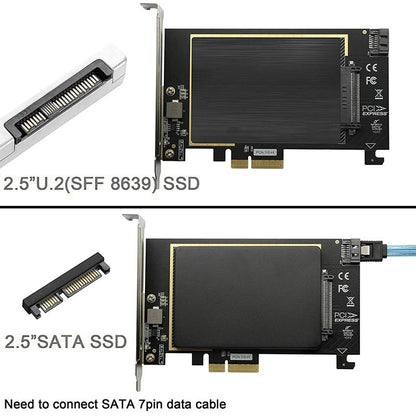 U.2 SFF8639 Riser Card PCI Express 3.0x4 to U.2 SFF-8639 Adapter PCIe U2 SSD to PCI-E Expansion Card PCI Express x4 to 2.5" SATA Riser Card