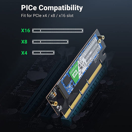 UGREEN 30715 NVMe PCIe Adapter PCle Gen4 x16 to M.2 Expansion Card M.2 SSD to PCIe 4.0 X16/X8/X4 Card with Heatsink M.2 PCIe Converter Compatible with Thunderbolt 3