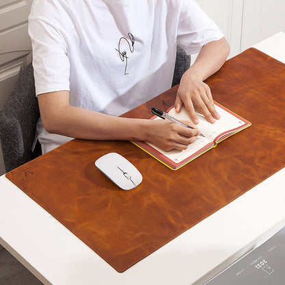 Large Gaming Laptop Mouse Pad Non-slip Oil Wax Texture Top Layer Cowhide Leather Office Desk Mousepad, 60x40cm