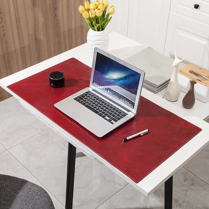 Large Gaming Laptop Mouse Pad Non-slip Oil Wax Texture Top Layer Cowhide Leather Office Desk Mousepad, 60x40cm